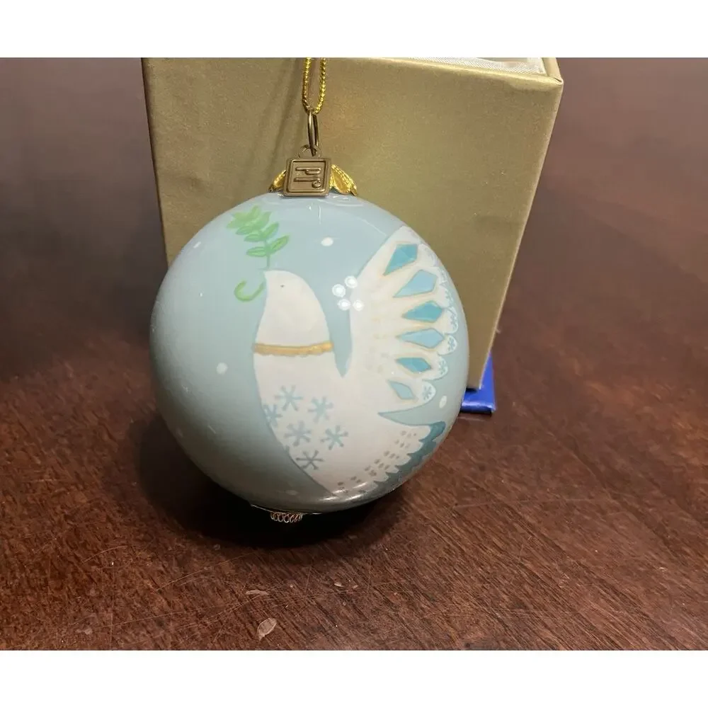 Pier 1 Li Bien 2018 Dove Peace Glass Christmas Ornament Hand Painted